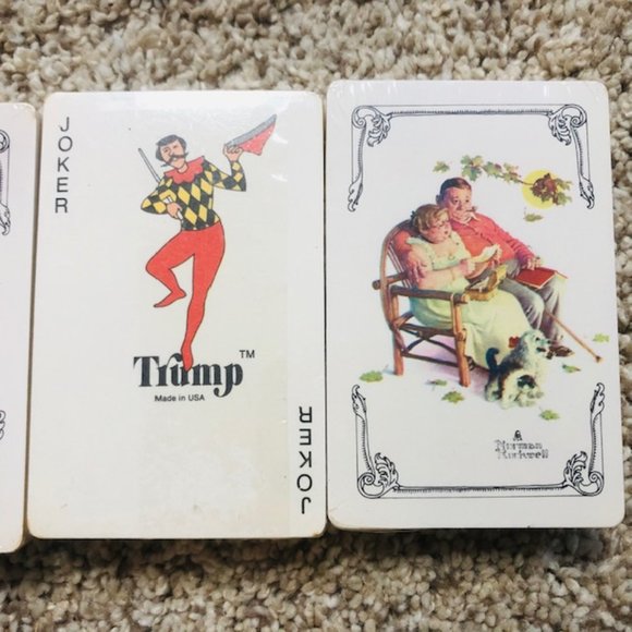 3 New/Sealed TRUMP Playing Cards Winter Fall Norman Rockwell - Picture 2 of 6